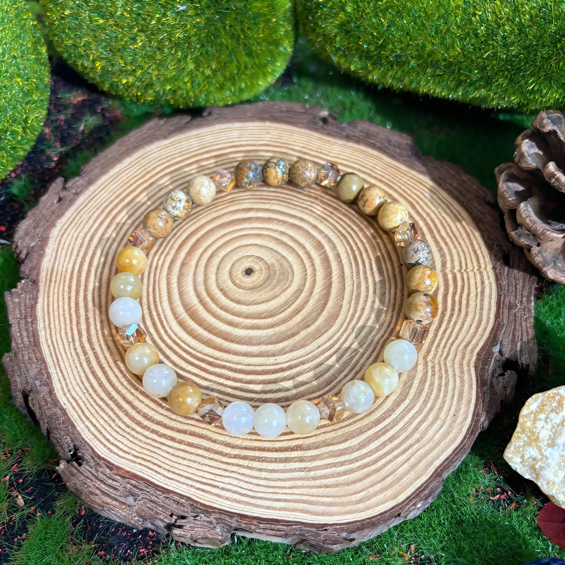 Armband med Citrin, Gul jade och Bildjaspis – Energi