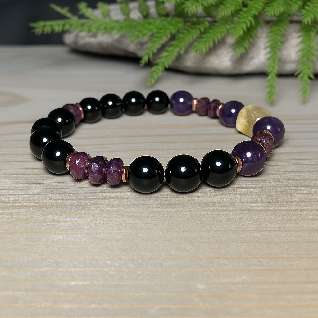 Armband med Citrin, Ametist och Turmalin – Energi