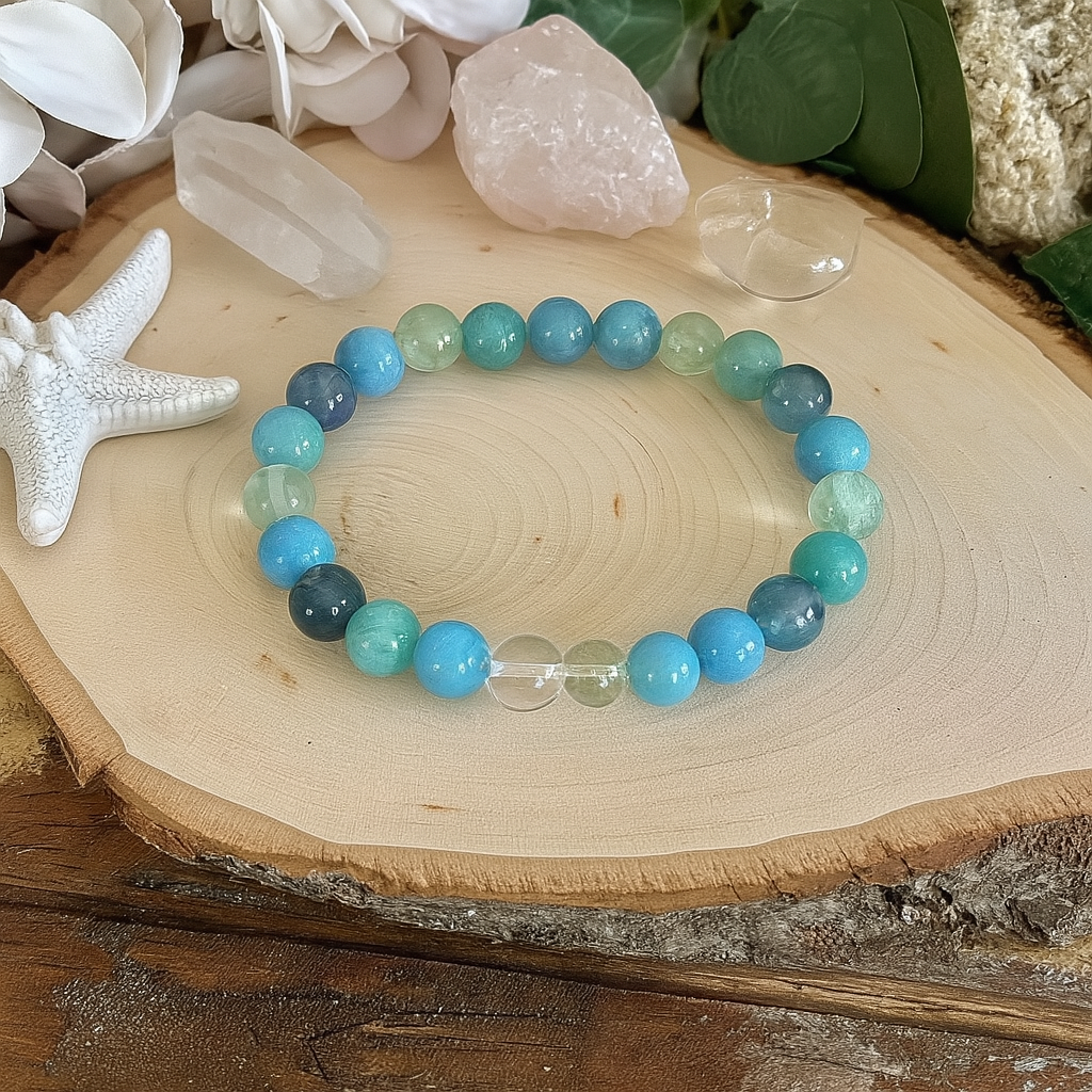 Armband med Fluorit, Akvamarin och Amazonit – Energi