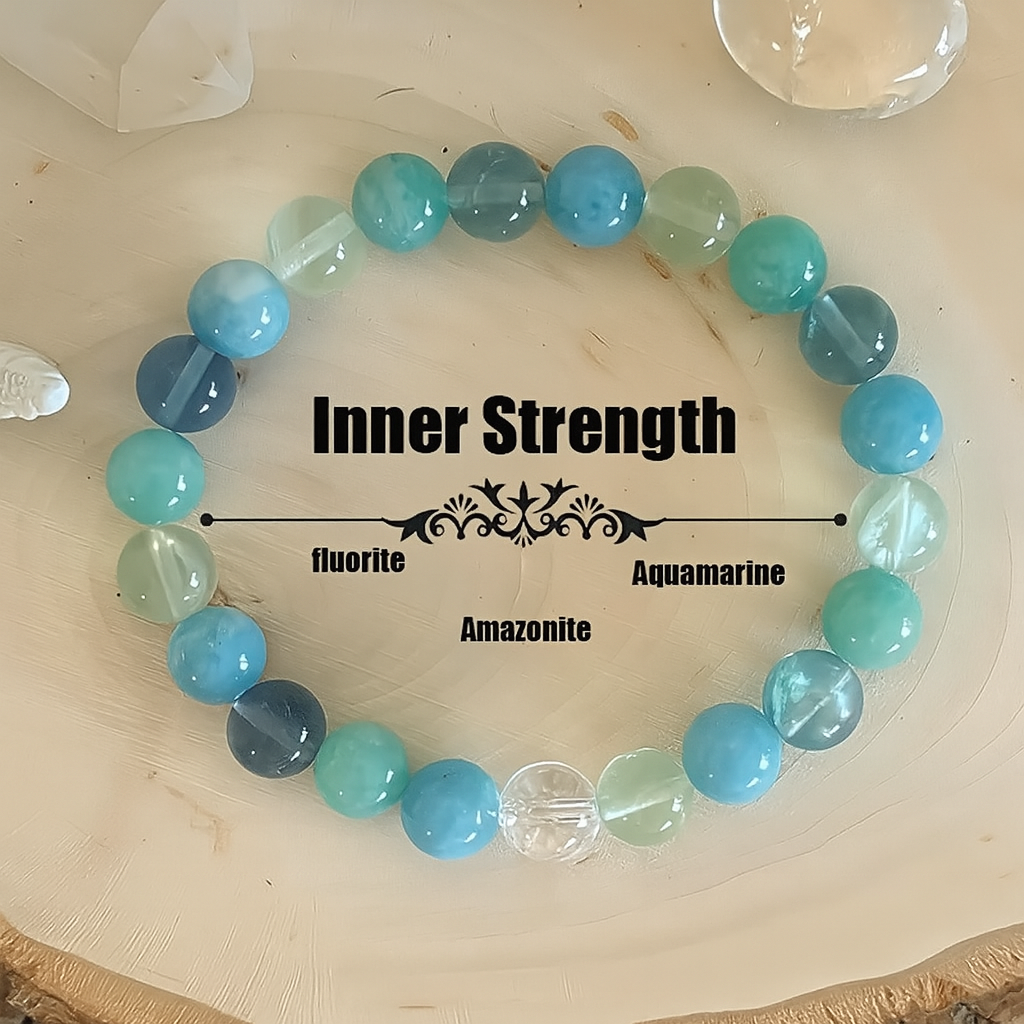 Armband med Fluorit, Akvamarin och Amazonit – Energi