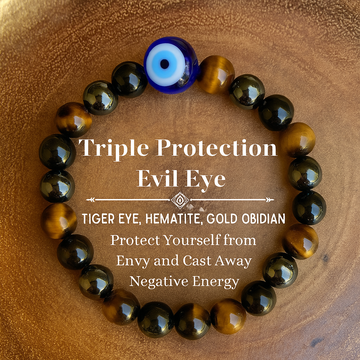 Armband med tigeröga, hematit och guldobsidian – kraft och balans