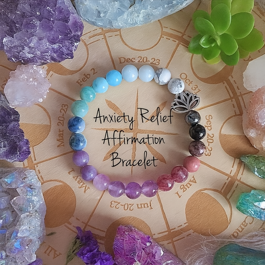 Armband med Ametist, Lepidolit och Howlit – Energi